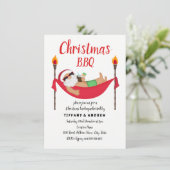 Santa Hammock Summer Kerstmis Barbeque BBQ Uitnodi Kaart (Staand voorkant)