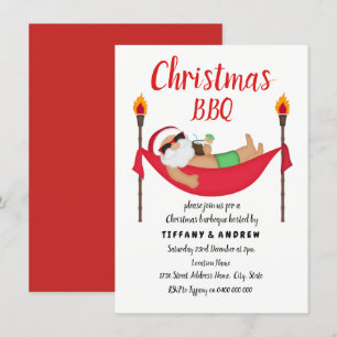 Santa Hammock Summer Kerstmis Barbeque BBQ Uitnodi Kaart