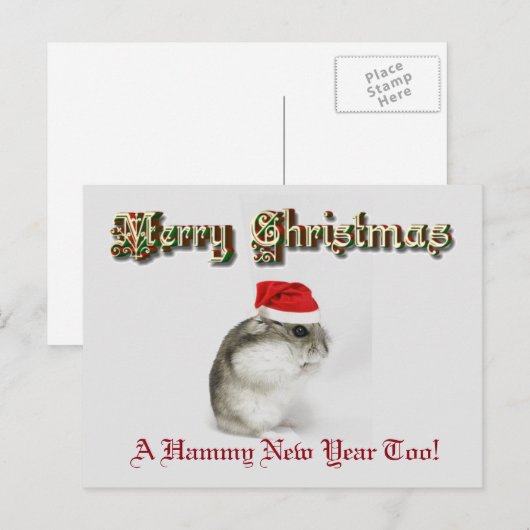 Santa Hamster Feestdagenkaart (Voorkant / Achterkant)