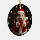 Santa Hamster Kerstmis Keramisch Ornament (Rechts)