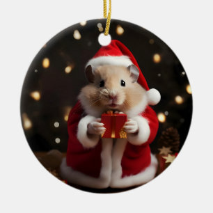 Santa Hamster Kerstmis Keramisch Ornament