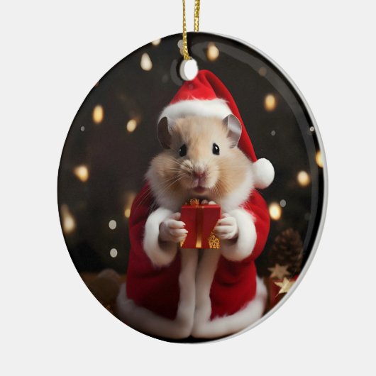 Santa Hamster Kerstmis Keramisch Ornament (Links)