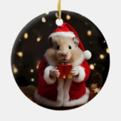 Santa Hamster Kerstmis Keramisch Ornament (Achterkant)