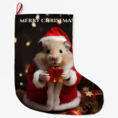 Santa Hamster Kerstmis Kous Grote Kerstsok (Voorkant)