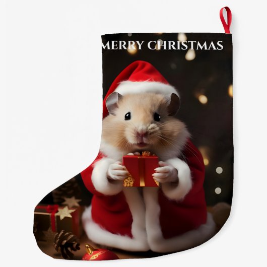 Santa Hamster Kerstmis Kous Grote Kerstsok (Achterkant)