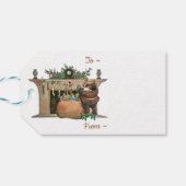 Santa Hangs Kousen Kerstcadeau Tags Cadeaulabel (Achterkant Horizontaal)