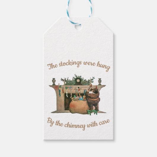 Santa Hangs Kousen Kerstcadeau Tags Cadeaulabel (Voorkant)