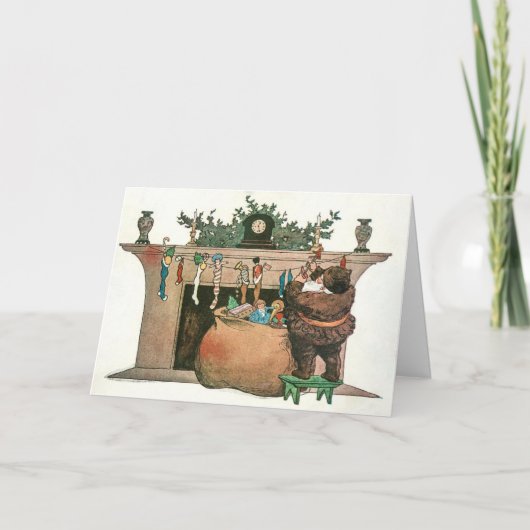 Santa Hangs Kousen Unieke  vakantie Kaart (Voorkant)