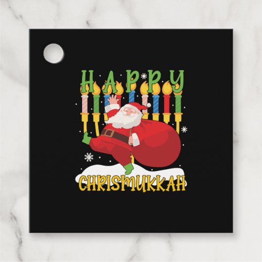 Santa Happy Chrismukkah Funny Hanukkah Kerstmis Bedankjes Labels (Voorkant)