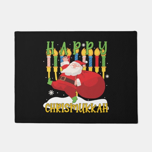 Santa Happy Chrismukkah Funny Hanukkah Kerstmis Deurmat (Voorkant)