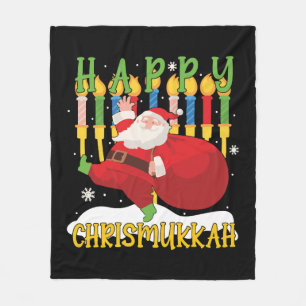 Santa Happy Chrismukkah Funny Hanukkah Kerstmis Fleece Deken