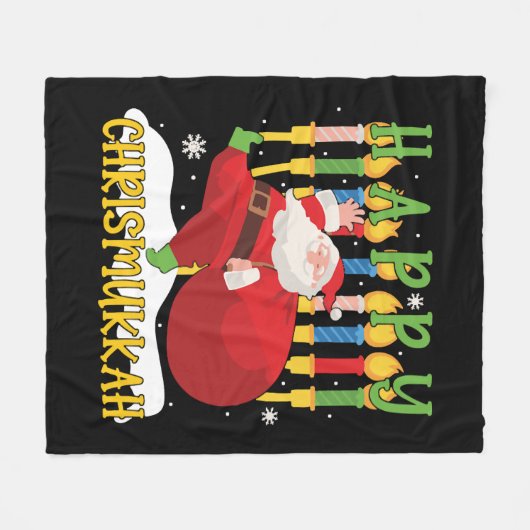 Santa Happy Chrismukkah Funny Hanukkah Kerstmis Fleece Deken (Voorkant (Horizontaal))