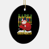 Santa Happy Chrismukkah Funny Hanukkah Kerstmis Keramisch Ornament (Rechts)