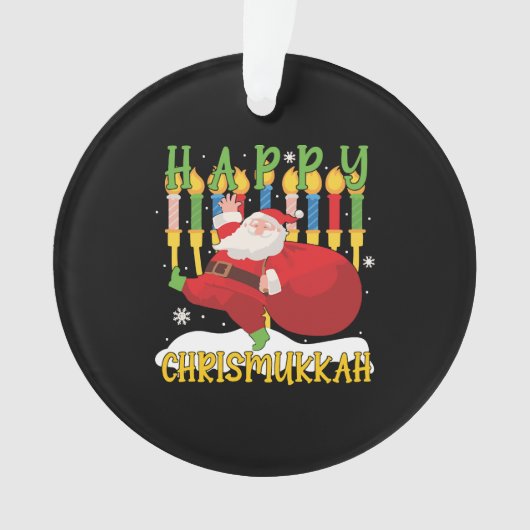 Santa Happy Chrismukkah Funny Hanukkah Kerstmis Ornament (voorkant)