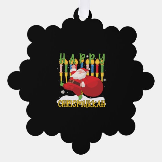 Santa Happy Chrismukkah Funny Hanukkah Kerstmis Ornament Kaart (Voorkant)
