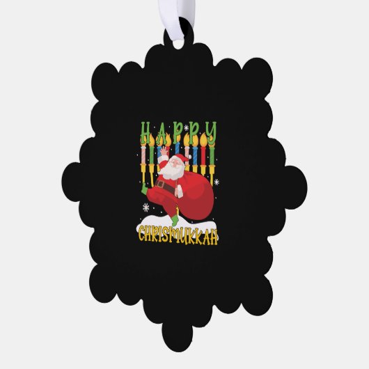 Santa Happy Chrismukkah Funny Hanukkah Kerstmis Ornament Kaart (Links)