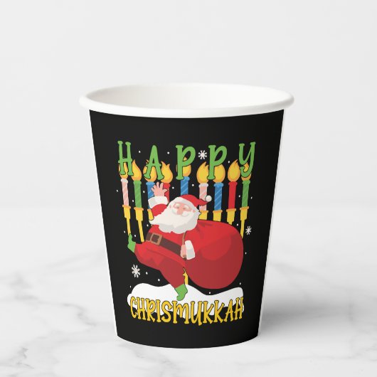 Santa Happy Chrismukkah Funny Hanukkah Kerstmis Papieren Bekers (Voorkant)