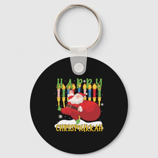Santa Happy Chrismukkah Funny Hanukkah Kerstmis Sleutelhanger (Voorkant)