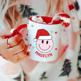Santa Happy Face Gepersonaliseerd Mok