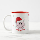 Santa Happy Face Gepersonaliseerd Mok (Links)