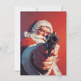 Santa has a Gun Christmas Cards Feestdagenkaart