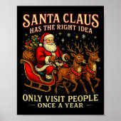 Santa Has The Right Idea Funny Introvert Christmas Poster (Voorkant)