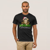 Santa Hat-aap - Zwarte Shirt met "pretkerst" (Voorkant volledig)