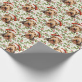 Santa Hat Airedale Terrier Hond Kerst Holly Cadeaupapier (Hoek)