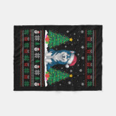 Santa Hat Alaskan Klee Kai Dog Xmas Tree Lights Ug Fleece Deken (Voorkant (Horizontaal))