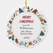 Santa Hat Alaskan Malamute Kerst Afbeeldingen kran Keramisch Ornament (Achterkant)