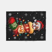 Santa Hat American Bulldog Dog In Christmas Socks Fleece Deken (Voorkant (Horizontaal))