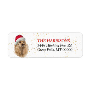 Santa Hat American Cocker Spaniel Return Address Etiket