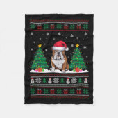 Santa Hat Amerikaanse Bulldog Xmas Tree Lights Ugl Fleece Deken (Voorkant)