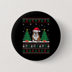 Santa Hat Amerikaanse Bulldog Xmas Tree Lights Ugl Ronde Button 5,7 Cm