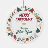 Santa Hat Australische Kelpie Hond Kerstkrans Keramisch Ornament (Achterkant)