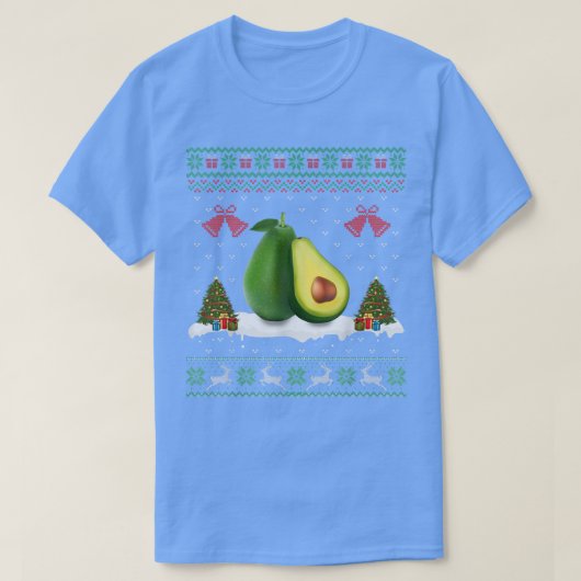 Santa Hat Avocado Fruit Xmas verlichting Ugly Avoc T-shirt (Design voorkant)