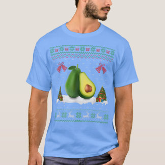 Santa Hat Avocado Fruit Xmas verlichting Ugly Avoc T-shirt