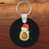 Santa Hat Avocado Merry Kerstmis Vegan Pajama Sleutelhanger (Voorkant)