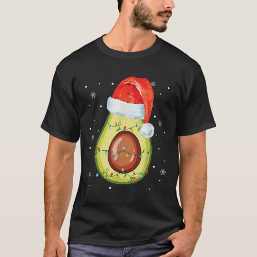 Santa Hat Avocado Merry Kerstmis Vegan Pajama T-shirt (Voorkant)