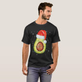 Santa Hat Avocado Merry Kerstmis Vegan Pajama T-shirt (Voorkant volledig)