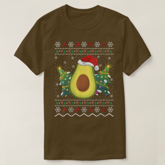 Santa Hat Avocado — Ugly kerstSweater Fruit Lov T-shirt (Design voorkant)