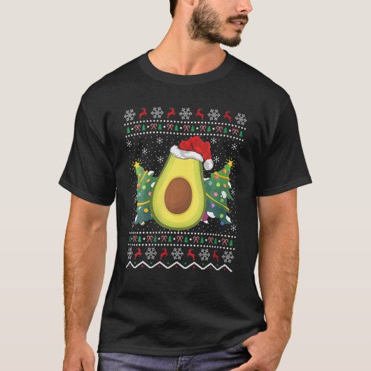 Santa Hat Avocado — Ugly kerstSweater Fruit Lov T-shirt (Voorkant)