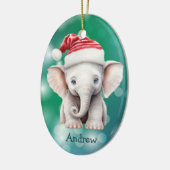 Santa Hat Baby Elephant Kids Ceramic Ornament (Links)