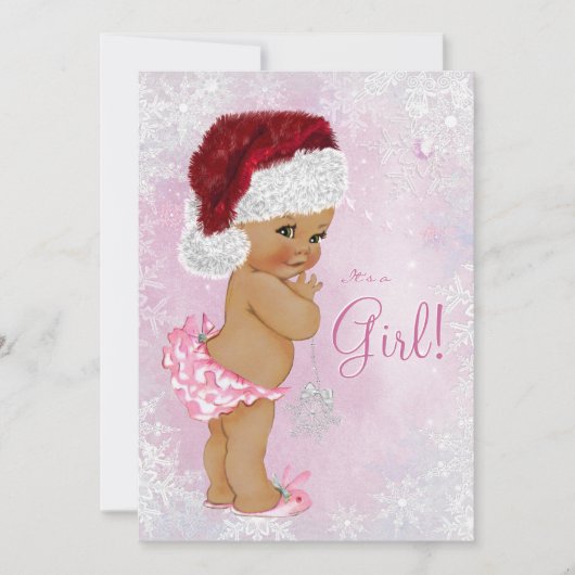 Santa Hat Baby Girl Winter Wonderland Baby shower Kaart (Voorkant)