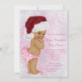 Santa Hat Baby Girl Winter Wonderland Baby shower Kaart (Achterkant)