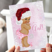 Santa Hat Baby Girl Winter Wonderland Baby shower Kaart
