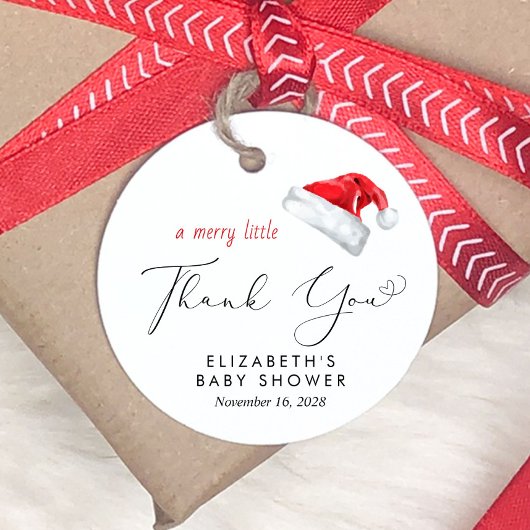Santa Hat Baby shower Dank u Bedankjes Labels