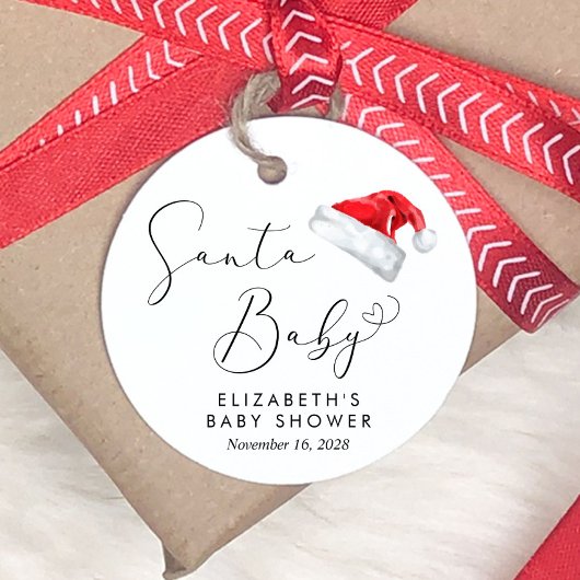 Santa Hat Baby shower Dank u Bedankjes Labels