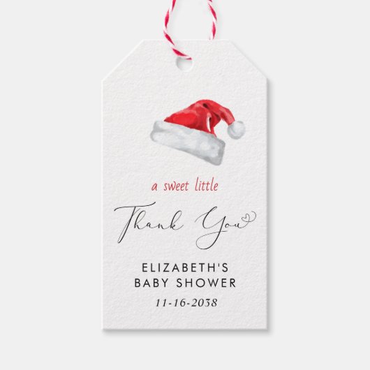 Santa Hat Baby shower Dank u Cadeaulabel (Voorkant)