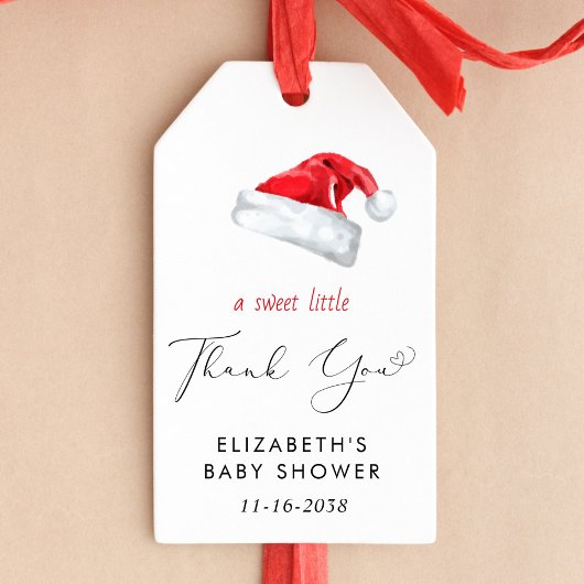 Santa Hat Baby shower Dank u Cadeaulabel